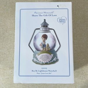 NEW Precious Moments - Boy By Lighthouse Waterball Musical Globe